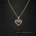 Cadeaux pour maman Gold Heart Shape Copper avec un vrai nom de cristal d&#39;or 18k Jewelry Mom Collier